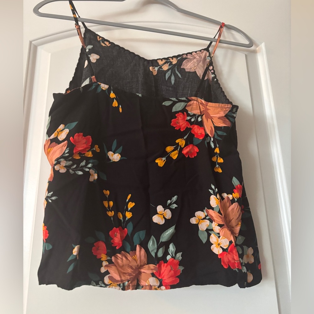 Old Navy Black Cami with Vibrant Floral Design